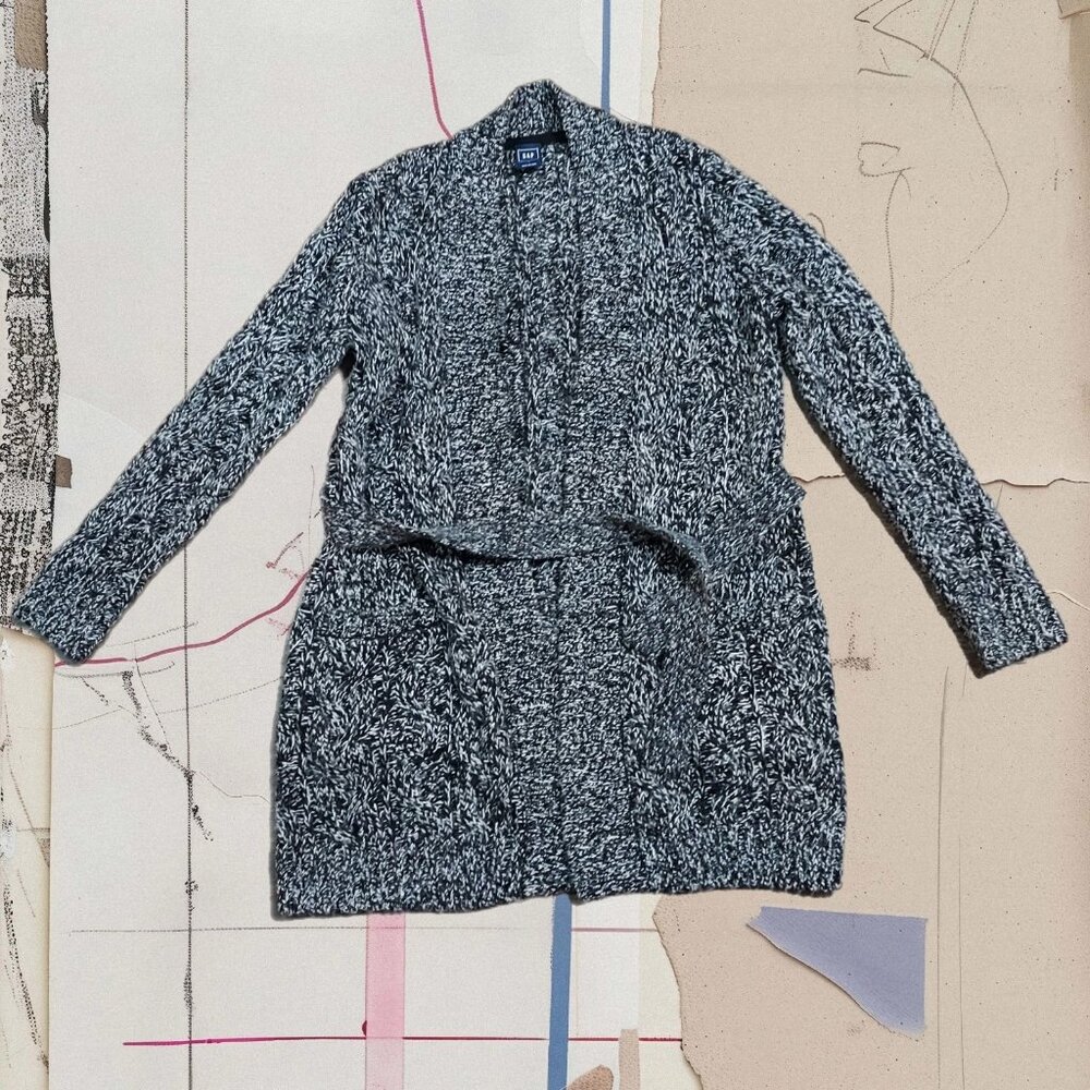 Gap Long Sleeve Cardigan Sweater Black And White Knit Size Small 2015